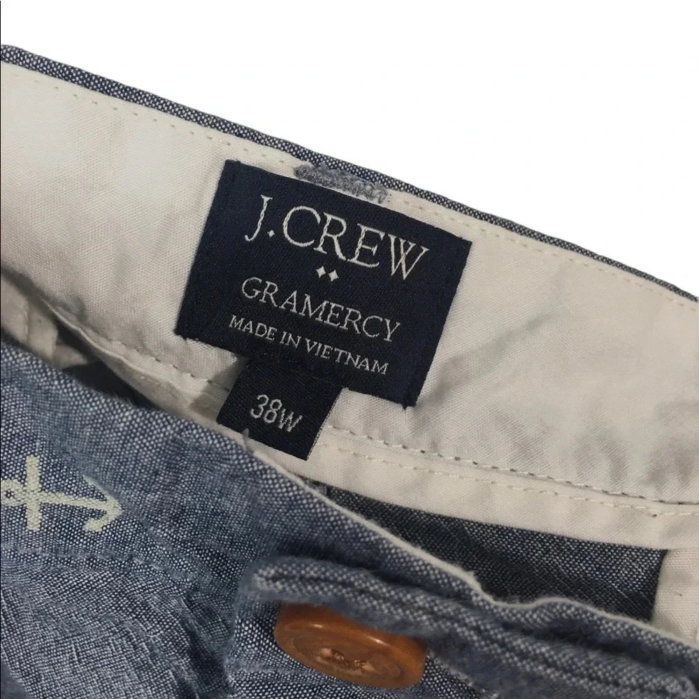 SH550 Mens J. Crew Gramercy Preppy Chambray Anchor Chino Shorts 38